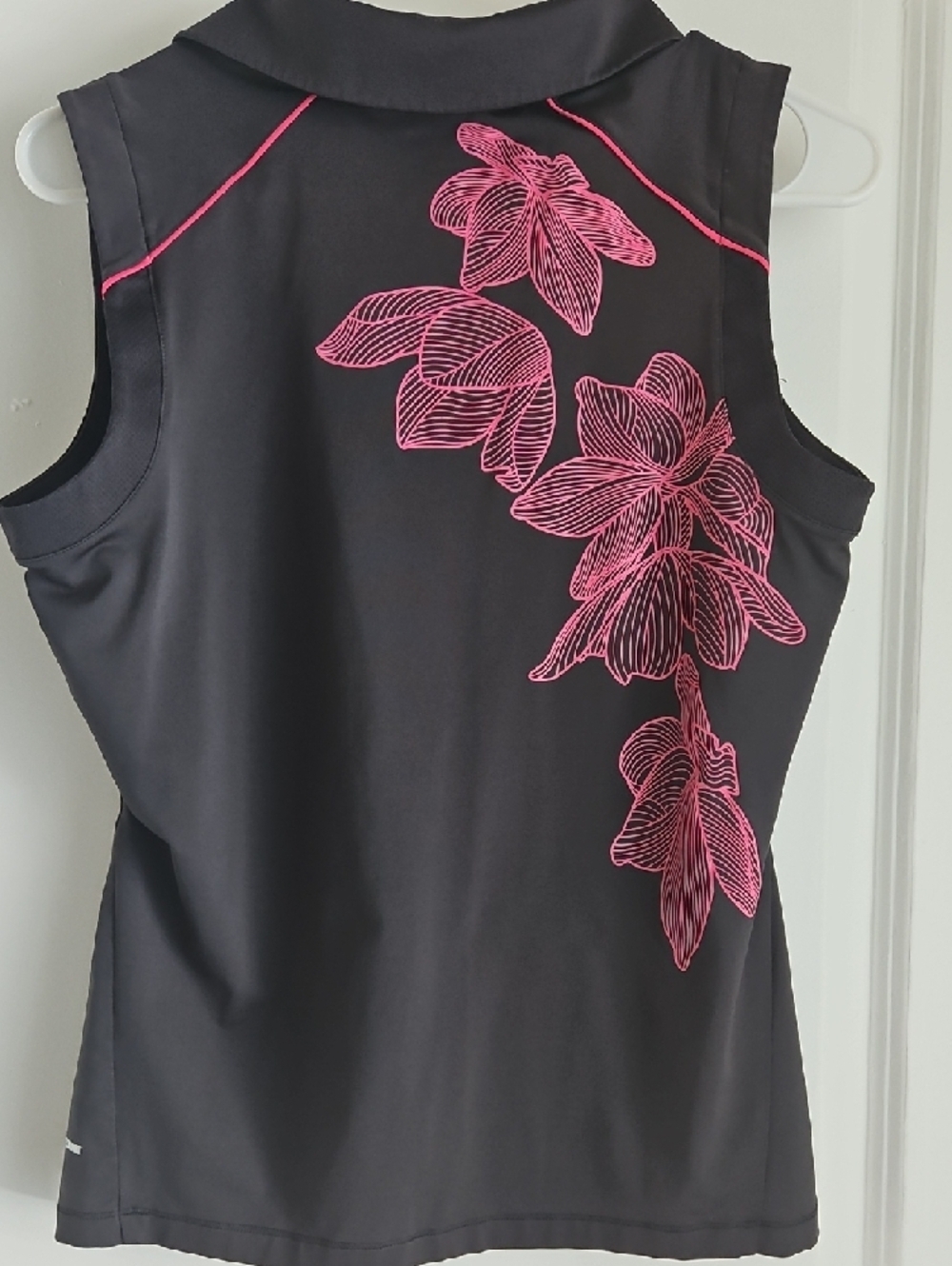adidas Black Sleeveless Polo Tank with Pink Accents - Picture 4 of 4